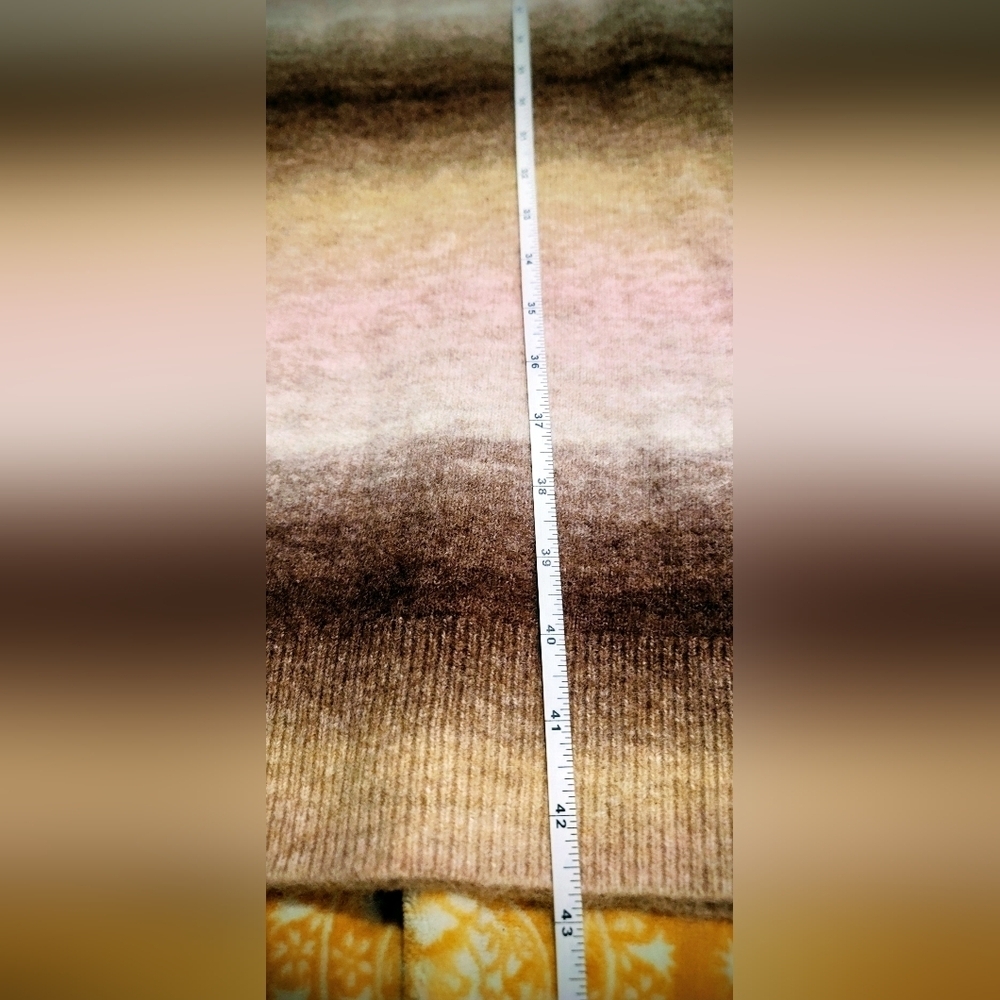 Loft Ombre Striped Long Sleeve Cozy Knit Sweater Midi Dress in Brwn, Pink, White - Picture 6 of 9